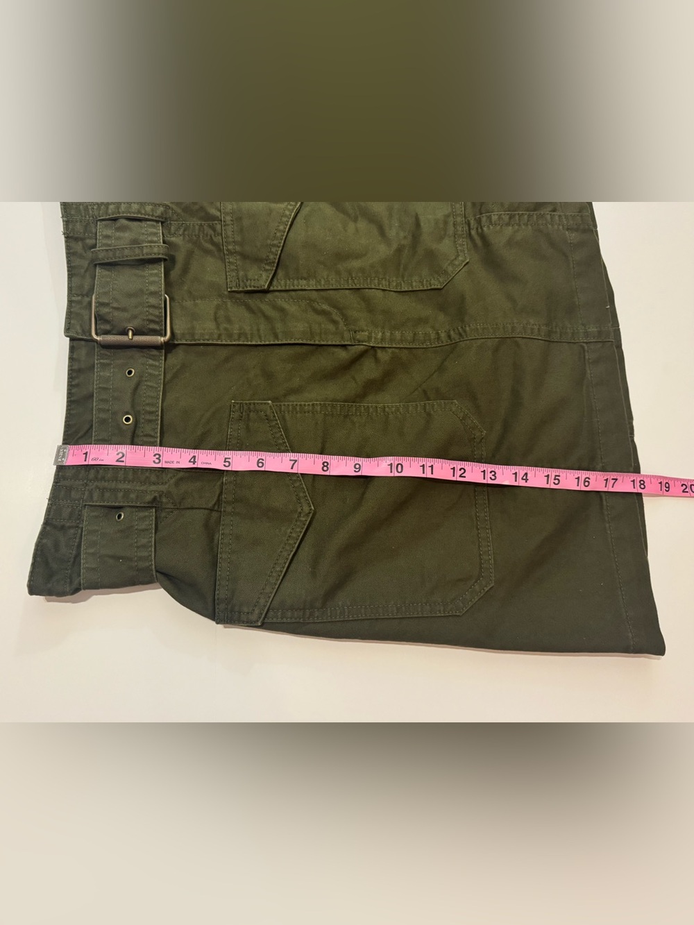Banana Republic Olive Utility Pocket Mini Skirt with Belt Size 4 - Picture 10 of 11